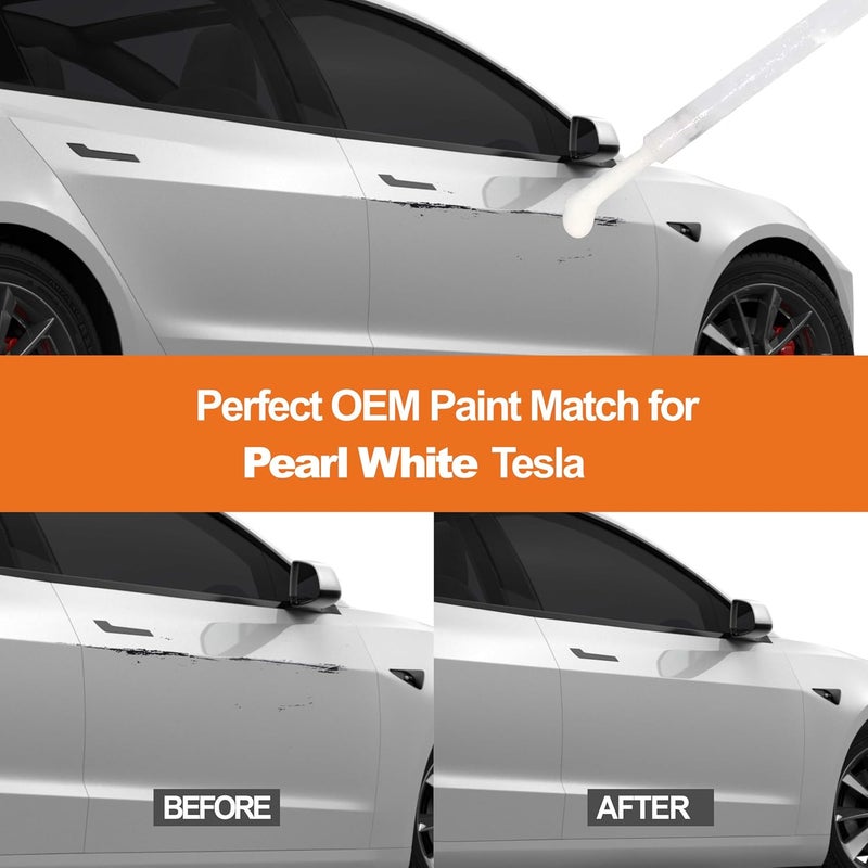 Gen2Magic Pearl White Touch Up Paint Pen Kit for Telsa Y 3 S X [Clear Coat Included], PPSW Color Match for Scratches, Rock Chips, Bumper Dings, Easy Scratch Repair & Rust Remover for Tesla Owners - Image 3